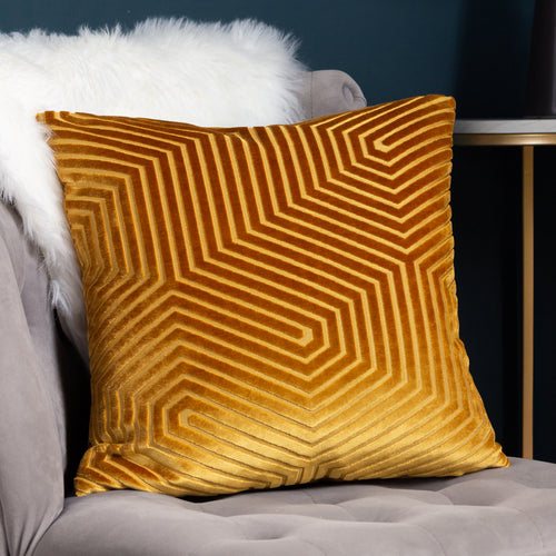 Paoletti Evoke Cut Velvet Cushion Cover in Gold