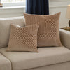 Geometric Beige Cushions  - Evoke Cut Velvet Cushion Cover Mink Paoletti