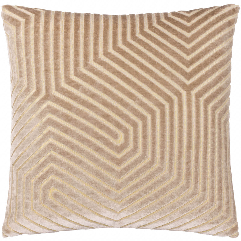Geometric Beige Cushions  - Evoke Cut Velvet Cushion Cover Mink Paoletti