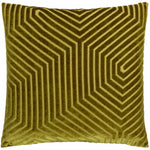 Geometric Green Cushions  - Evoke Cut Velvet Cushion Cover Olive Paoletti