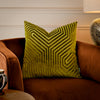 Geometric Green Cushions  - Evoke Cut Velvet Cushion Cover Olive Paoletti