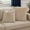 Geometric White Cushions  - Evoke Cut Velvet Cushion Cover Oyster Paoletti