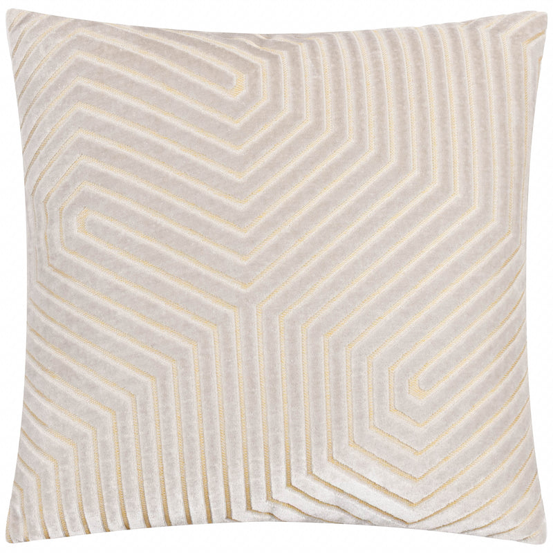 Geometric White Cushions  - Evoke Cut Velvet Cushion Cover Oyster Paoletti