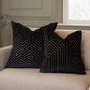 Geometric Black Cushions  - Evoke Cut Velvet Cushion Cover Black Paoletti