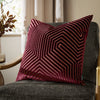 Geometric Red Cushions  - Evoke Cut Velvet Cushion Cover Burgundy Paoletti