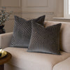 Geometric Grey Cushions  - Evoke Cut Velvet Cushion Cover Charcoal Paoletti
