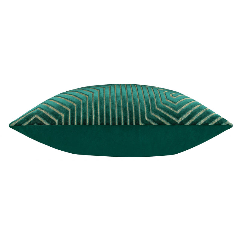 Geometric Green Cushions  - Evoke Cut Velvet Cushion Cover Emerald Paoletti