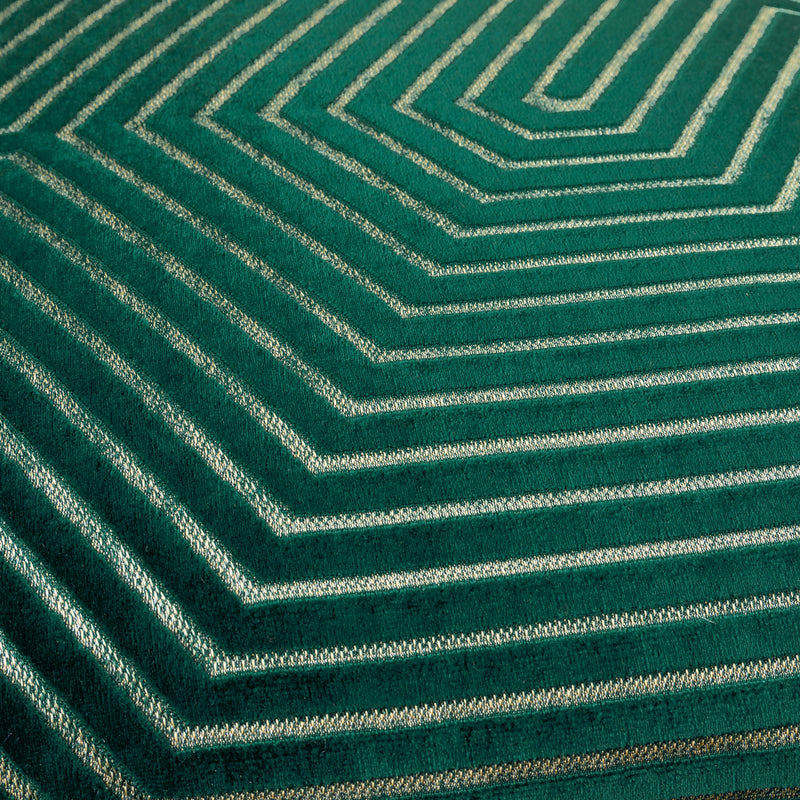 Geometric Green Cushions  - Evoke Cut Velvet Cushion Cover Emerald Paoletti