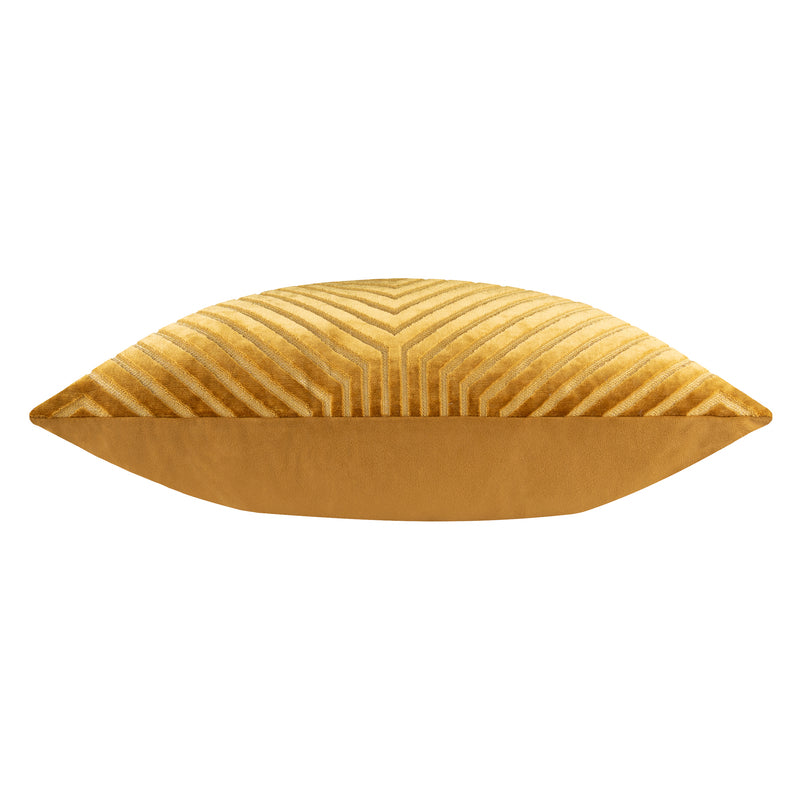 Geometric Yellow Cushions  - Evoke Cut Velvet Cushion Cover Gold Paoletti