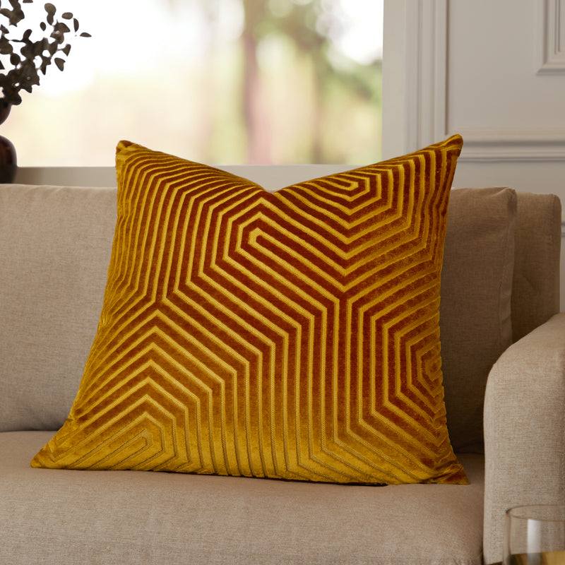 Evoke Cut Velvet Cushion Gold