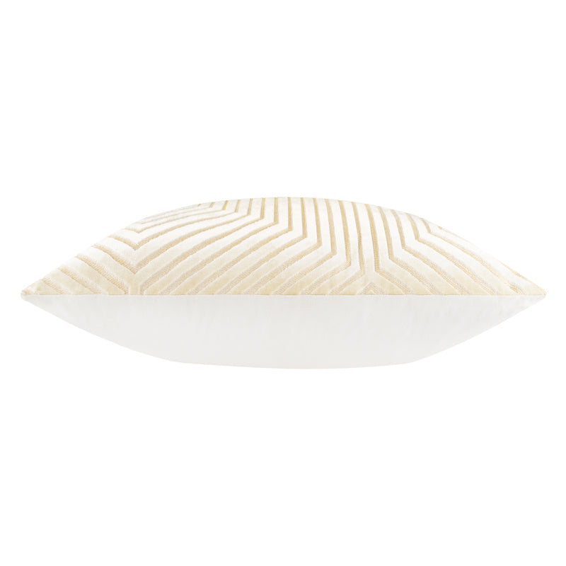 Geometric Cream Cushions  - Evoke Cut Velvet Cushion Cover Ivory Paoletti
