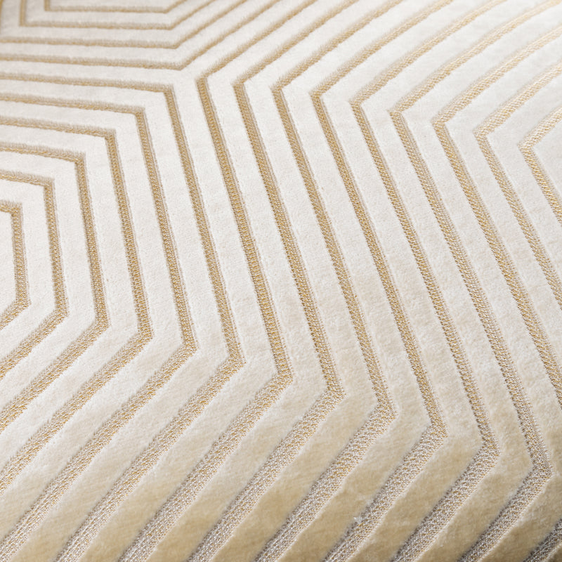 Geometric Cream Cushions  - Evoke Cut Velvet Cushion Cover Ivory Paoletti