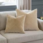 Geometric Cream Cushions  - Evoke Cut Velvet Cushion Cover Ivory Paoletti