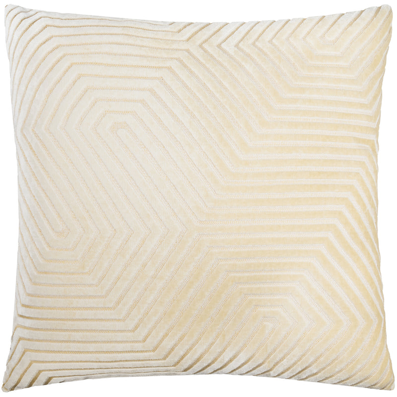 Geometric Cream Cushions  - Evoke Cut Velvet Cushion Cover Ivory Paoletti