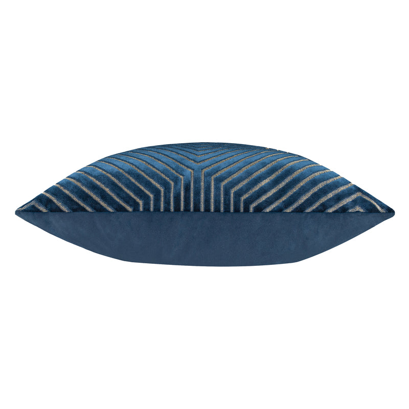 Geometric Blue Cushions  - Evoke Cut Velvet Cushion Cover Navy Paoletti