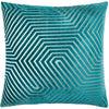 Geometric Blue Cushions  - Evoke Cut Velvet Cushion Cover Teal Paoletti