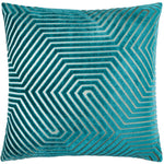 Geometric Blue Cushions  - Evoke Cut Velvet Cushion Cover Teal Paoletti