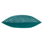Geometric Blue Cushions  - Evoke Cut Velvet Cushion Cover Teal Paoletti