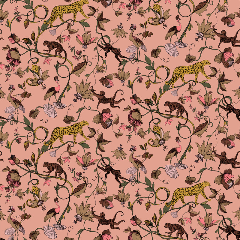 furn. Exotic Wildlings Wallpaper in Blush