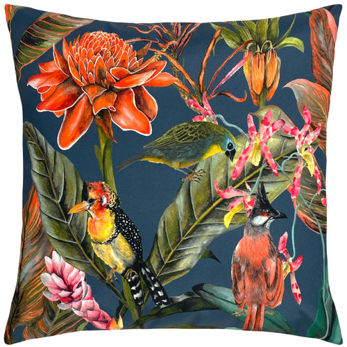 Floral Blue Cushions - Exotics  Outdoor Cushion Cover Navy Evans Lichfield
