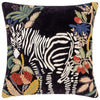 Wylder Exotic Zebra Embroidered Cushion Cover in Midnight