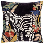 Wylder Exotic Zebra Embroidered Cushion Cover in Midnight