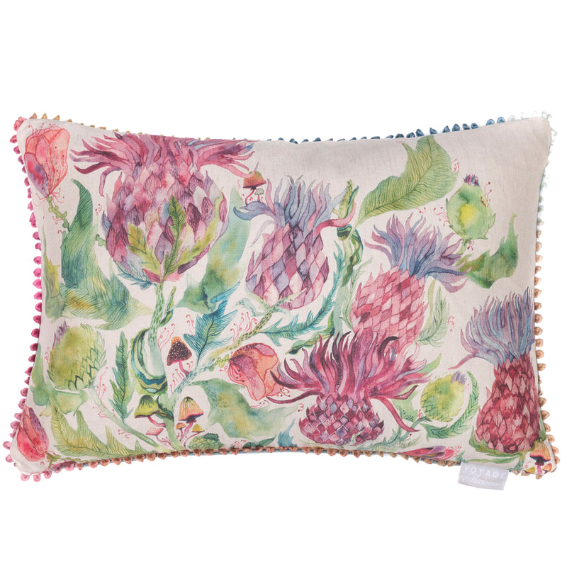 Floral Purple Cushions - Fairytale Bristles Printed Cushion Cover Damson Voyage Maison