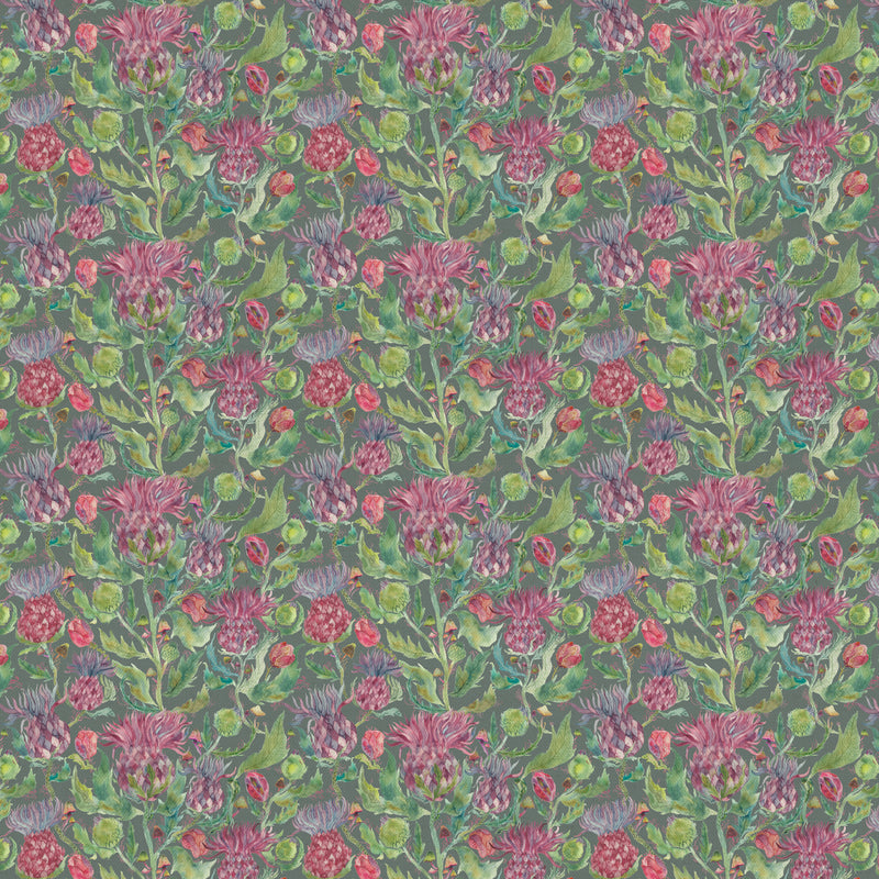 Floral Green Fabric - Fairytale Bristles Printed Cotton Fabric (By The Metre) Forest Voyage Maison