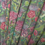 Floral Green Fabric - Fairytale Bristles Printed Cotton Fabric (By The Metre) Forest Voyage Maison