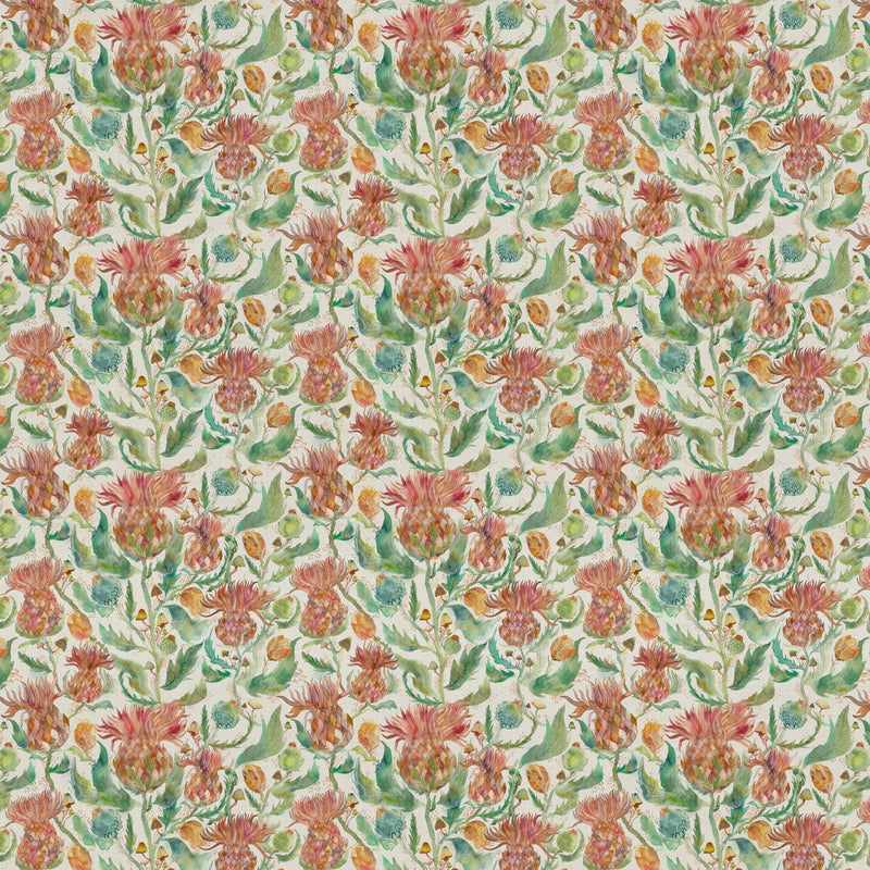 Floral Orange Fabric - Fairytale Bristles Printed Cotton Fabric (By The Metre) Marigold Voyage Maison