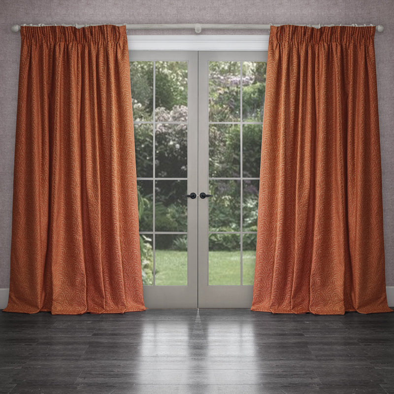 Voyage Maison Farley Woven Chenille Pencil Pleat Curtains in Rust