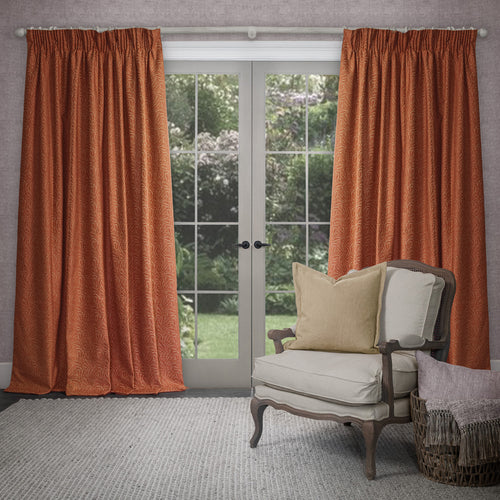 Voyage Maison Farley Woven Chenille Pencil Pleat Curtains in Rust