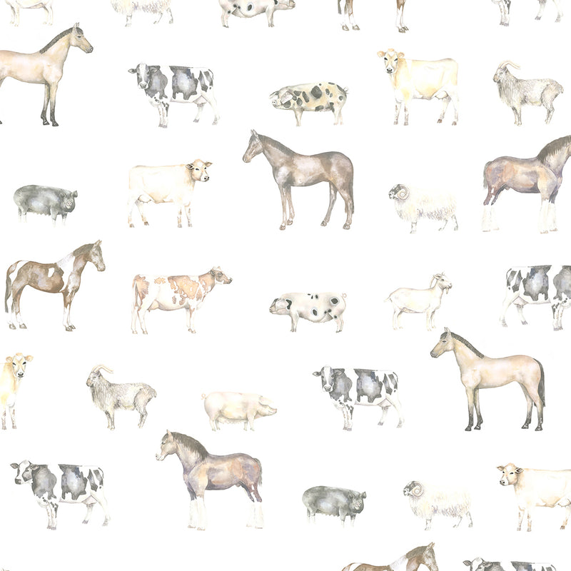 Farmyard Wallpaper Sample Linen