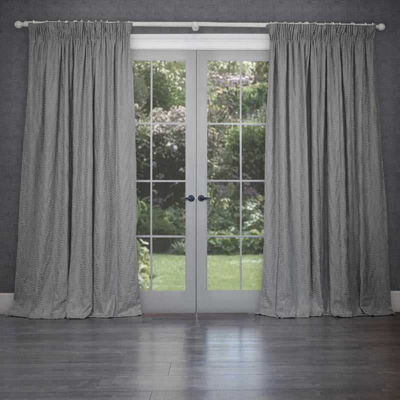 Voyage Maison Fernbank Embroidered Pencil Pleat Curtains in Dove