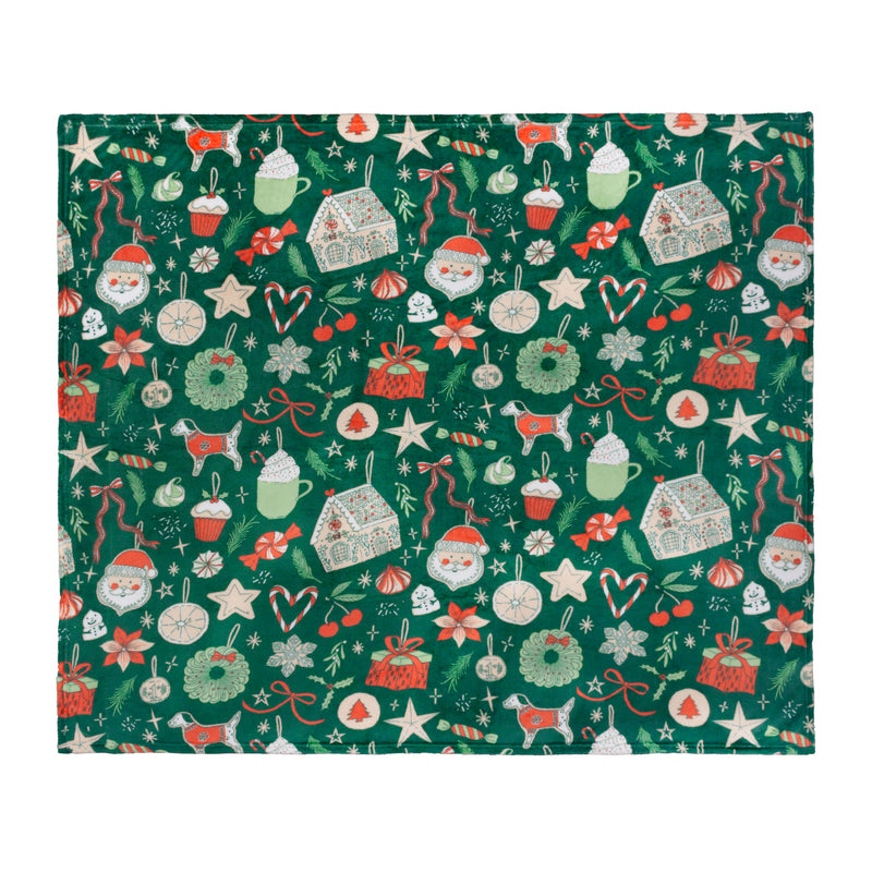  Green Throws  - Festive Treats Printed Fleece Throw Emerald Duvet Day