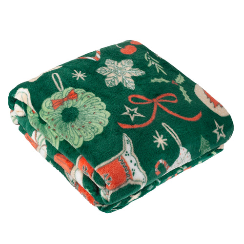  Green Throws  - Festive Treats Printed Fleece Throw Emerald Duvet Day