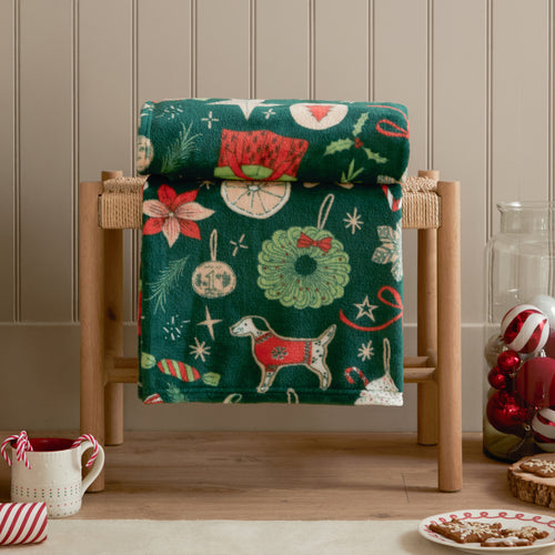  Green Throws  - Festive Treats Printed Fleece Throw Emerald Duvet Day
