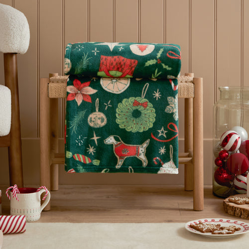  Green Throws  - Festive Treats Printed Fleece Throw Emerald Duvet Day