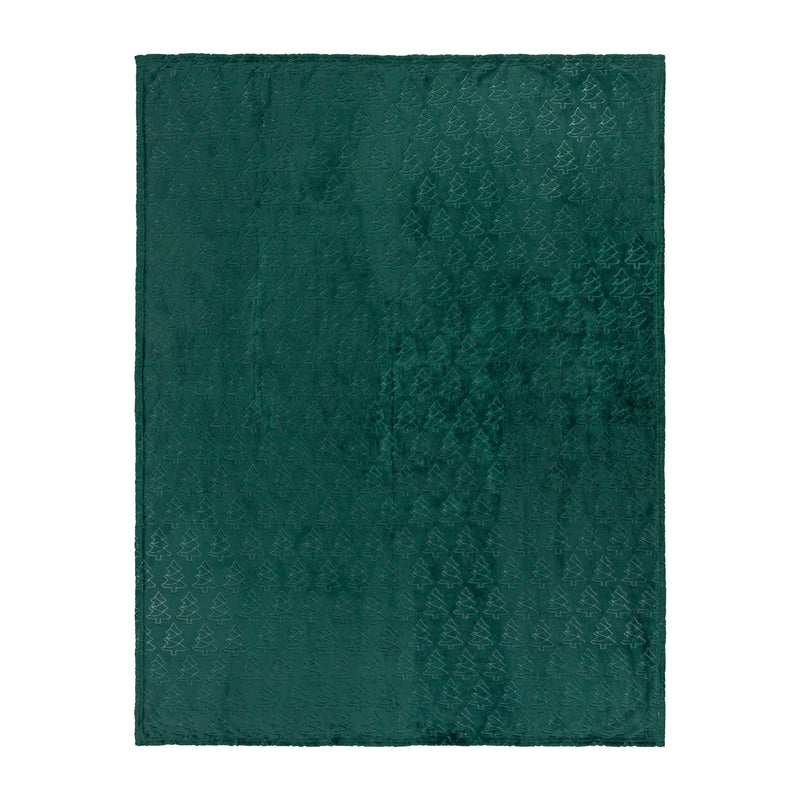Woodland Green Throws  - Festive Trees Fleece Throw Emerald Furn