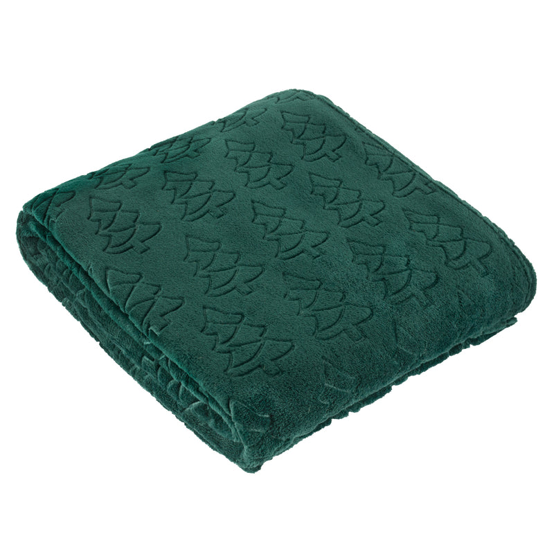 Woodland Green Throws  - Festive Trees Fleece Throw Emerald Furn