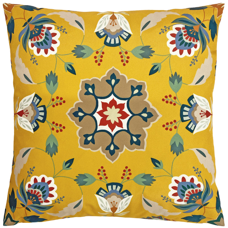 Floral Yellow Cushions - Folk Flora Outdoor Cushion Cover Ochre furn.