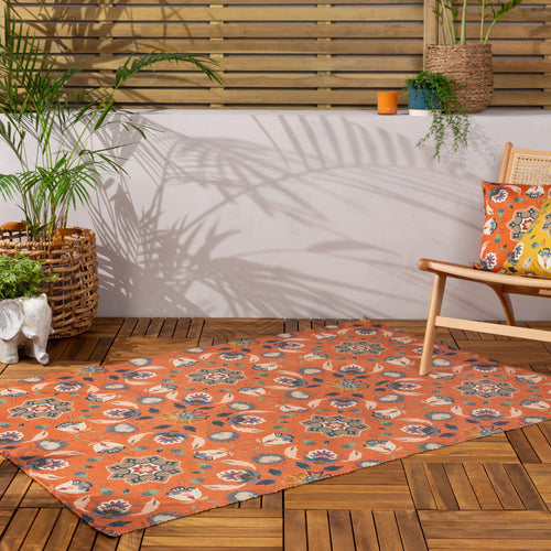 furn. Folk Flora 120x170cm Outdoor/Indoor Rug in Orange