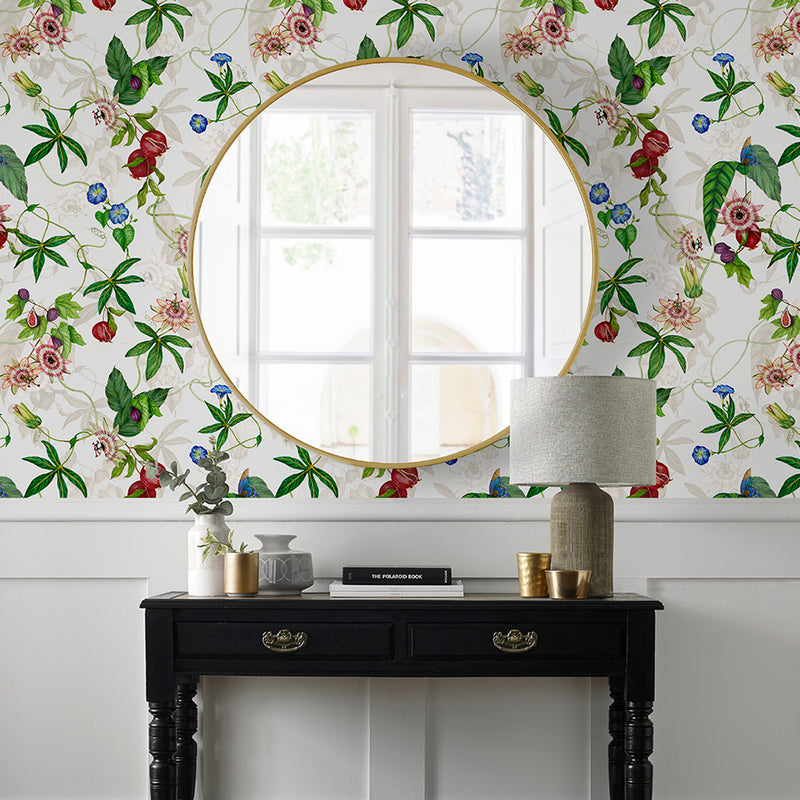 Floral White Wallpaper - Figaro Floral Wallpaper White Paoletti