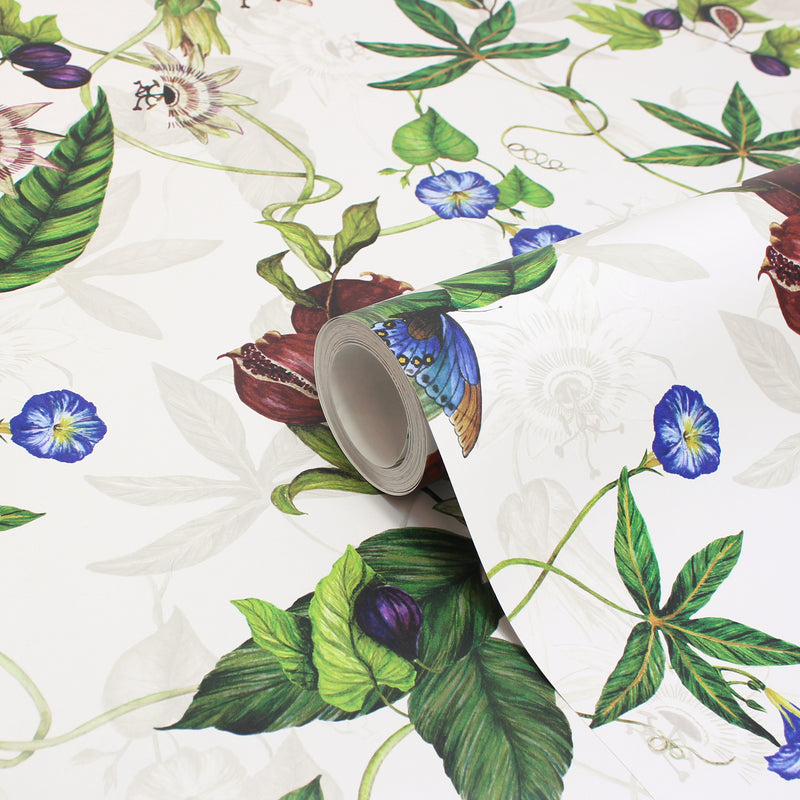 Floral White Wallpaper - Figaro Floral Wallpaper White Paoletti