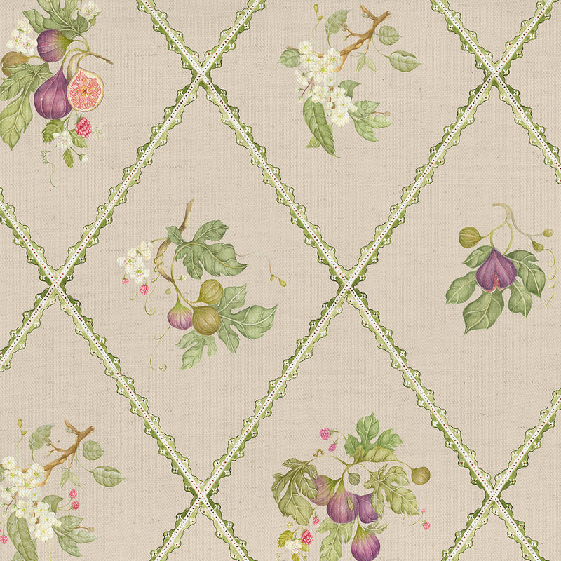  Fabric - Fig Trellis  Fabric Taupe Voyage Maison