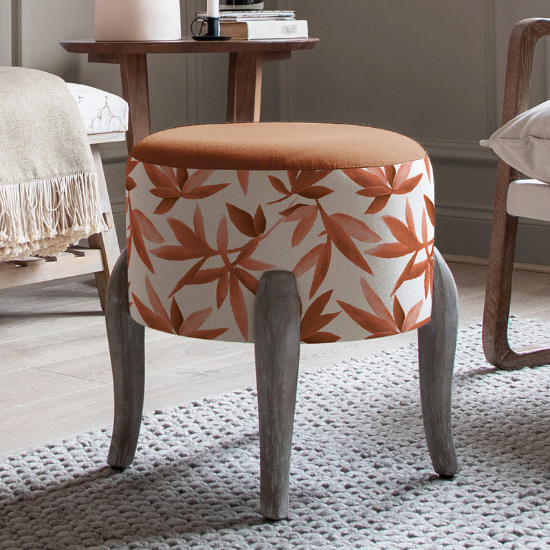 Additions Finn Round Footstool in Silverwood Sienna