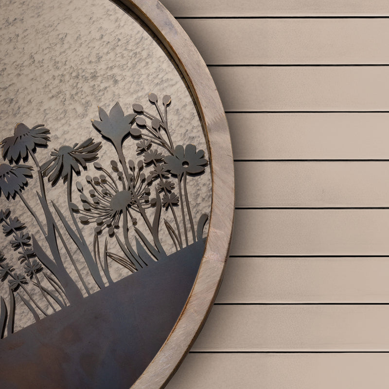 Floral Grey Accessories - Fleur Et Faune Circle Antique Mirror Greywash Voyage Maison