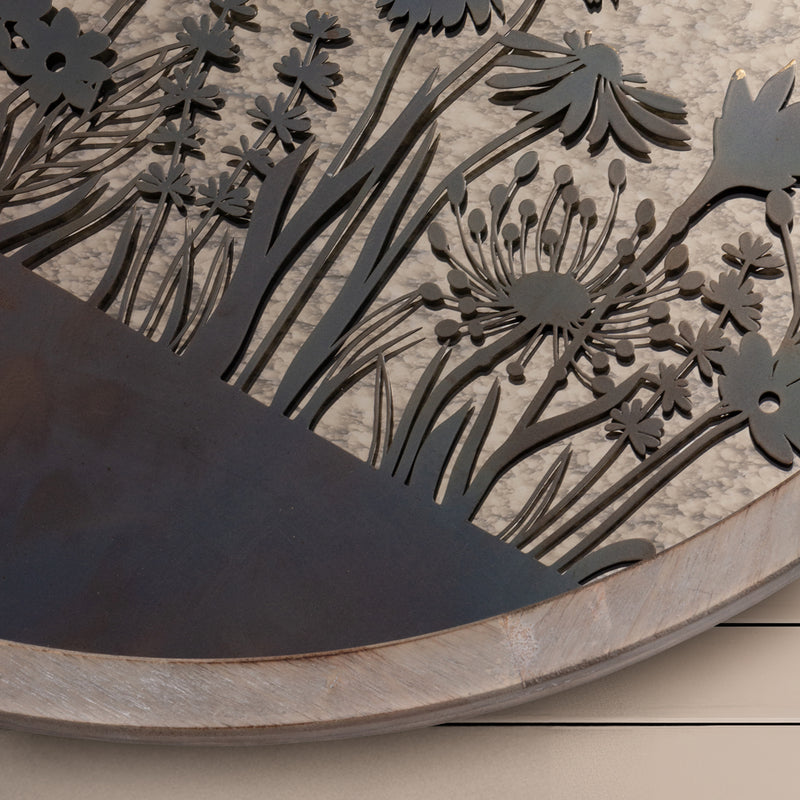 Floral Grey Accessories - Fleur Et Faune Circle Antique Mirror Greywash Voyage Maison