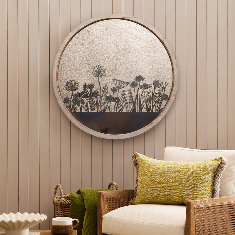 Floral Grey Accessories - Fleur Et Faune Circle Antique Mirror Greywash Voyage Maison