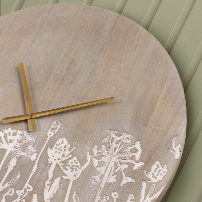 Floral Brown Accessories - Fleur Et Faune Wooden Clock Greywash Voyage Maison
